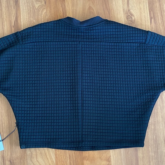 ❤️ Lululemon LAB Textured Grid Cropped Pullover Crew Sweater Size 4 Black NWT - Picture 11 of 13